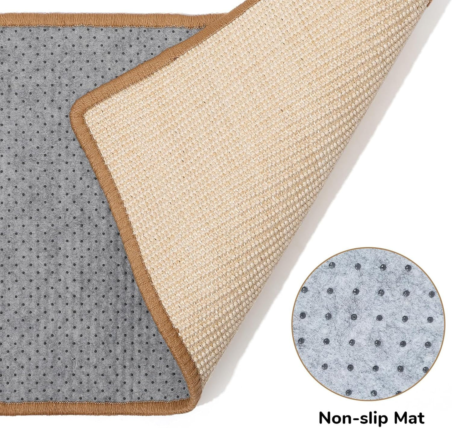 Cat Scratching Pad, 23.6 x 15.7 inches Natural Sisal Cat Scratching Pad, Horizontal Cat Scratching Pad with Adhesive Tape to Protect Sofas and Carpets